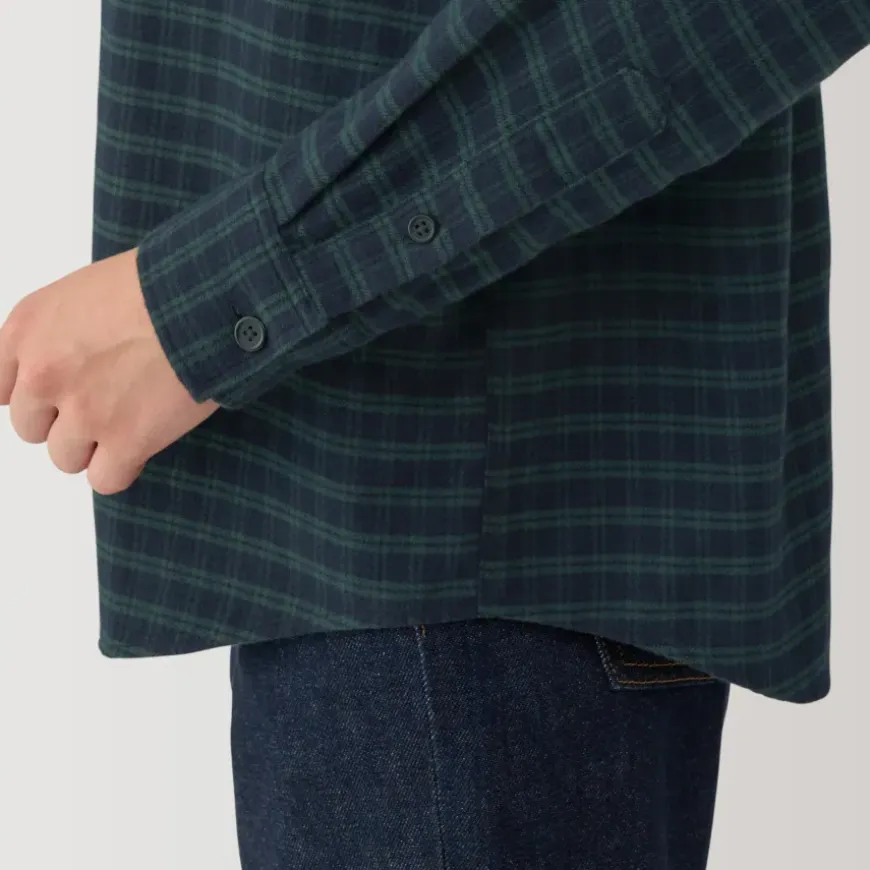 Women's Flannel Stand Collar Long Sleeve Patterned Blouse
