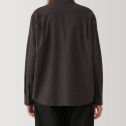 Women's Flannel Stand Collar Long Sleeve Patterned Blouse