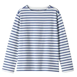 Women's Heavy Weight Boat Neck Long Sleeve Striped T-Shirt