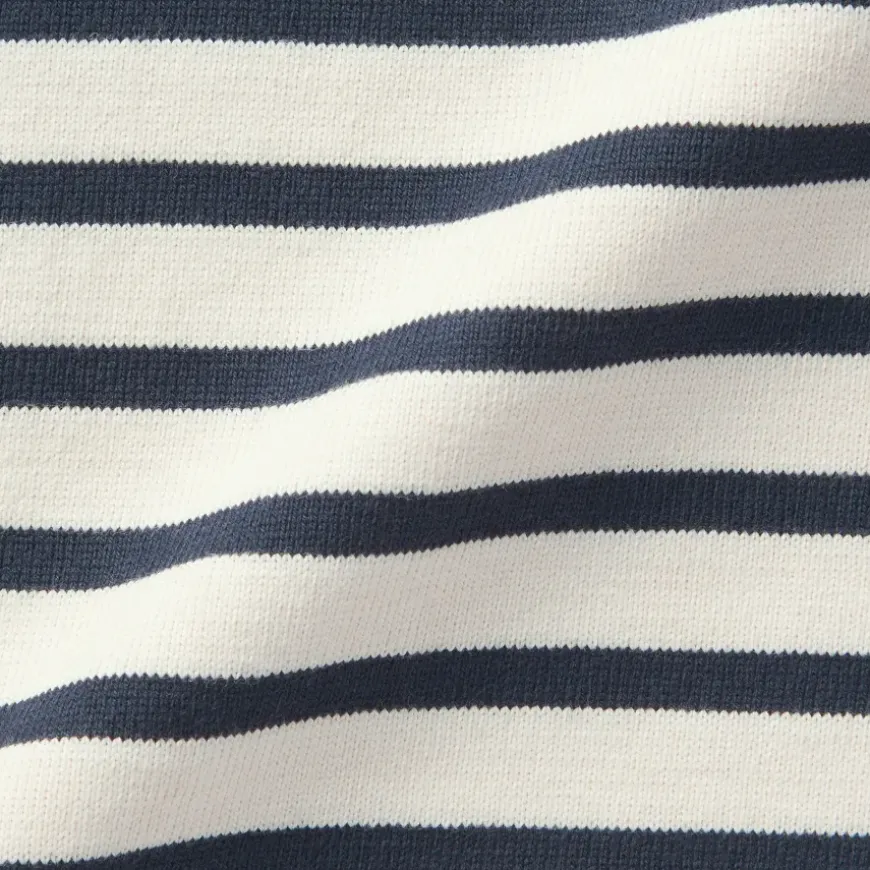 Women's Heavy Weight Boat Neck Long Sleeve Striped T-Shirt