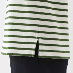 Women's Heavy Weight Boat Neck Long Sleeve Striped T-Shirt