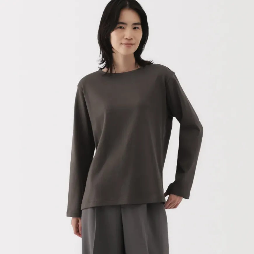 Women's Heavy Weight Boat Neck Long Sleeve T-Shirt