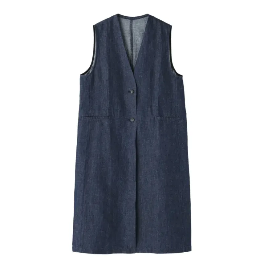 Women's Hemp Blend Denim Long Gilet