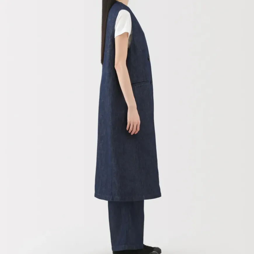 Women's Hemp Blend Denim Long Gilet