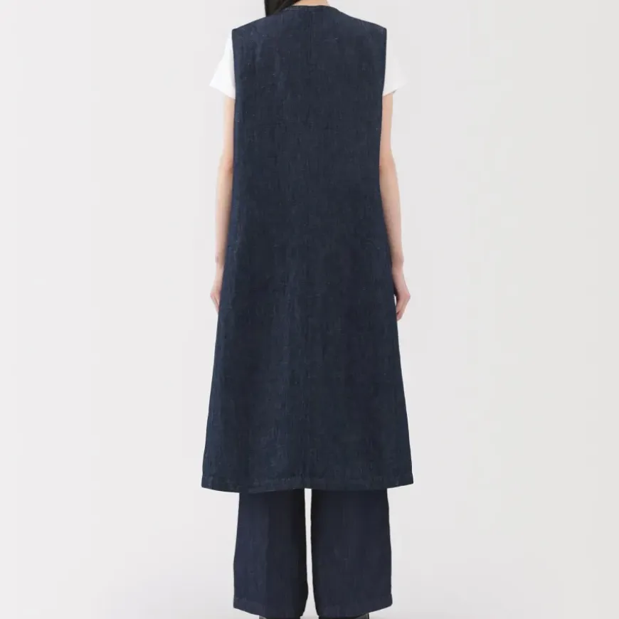 Women's Hemp Blend Denim Long Gilet