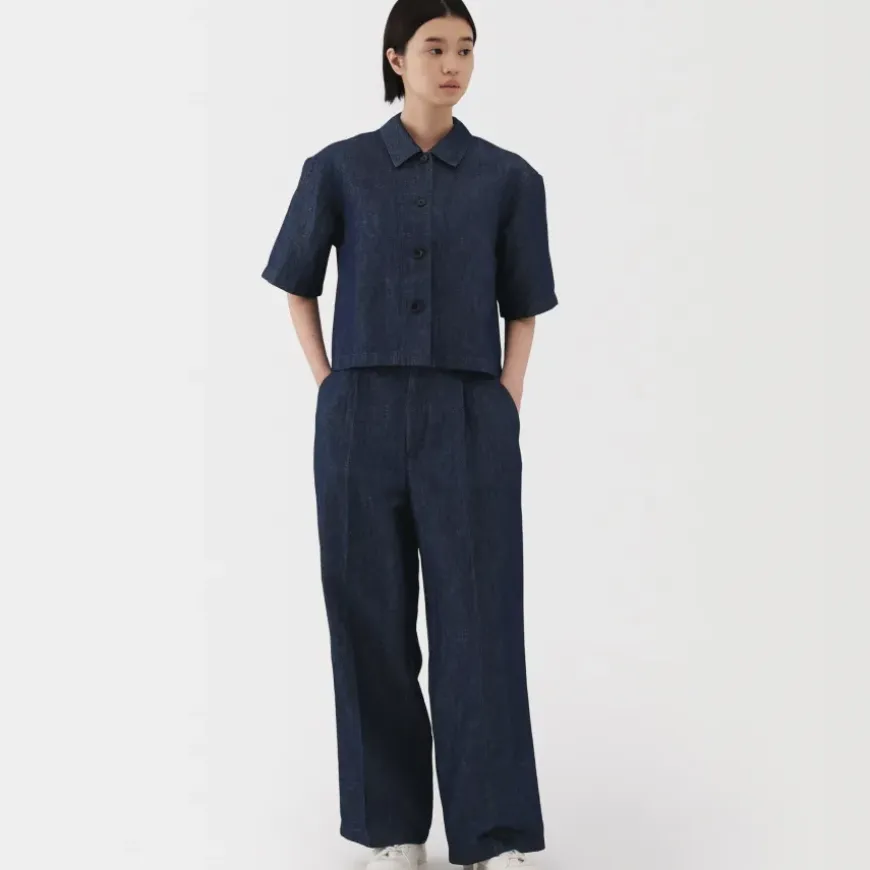 Women's Hemp Blend Denim Short Sleeve Shirt