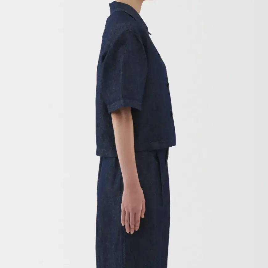 Women's Hemp Blend Denim Short Sleeve Shirt
