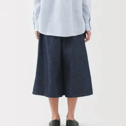 Women's Hemp Blend Denim Wraparound Wide Dress Trousers