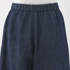 Women's Hemp Blend Denim Wraparound Wide Dress Trousers