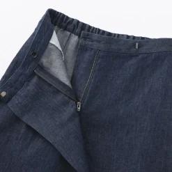 Women's Hemp Blend Denim Wraparound Wide Dress Trousers