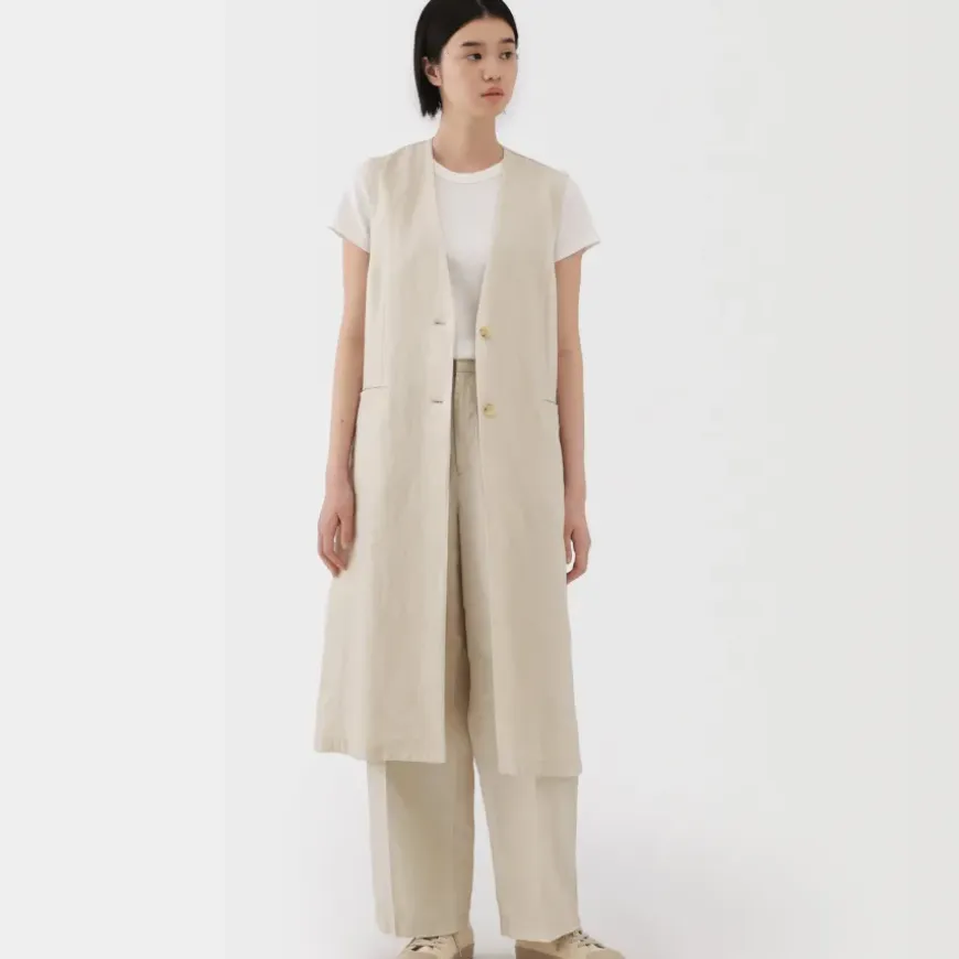 Women's Hemp Blend Twill Long Gilet