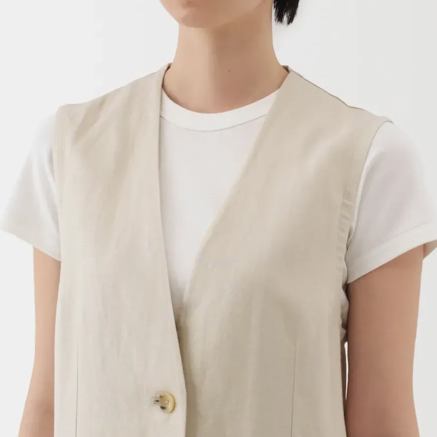 Women's Hemp Blend Twill Long Gilet
