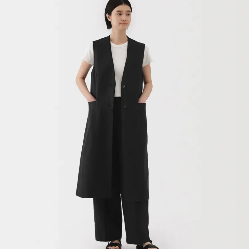 Women's Hemp Blend Twill Long Gilet