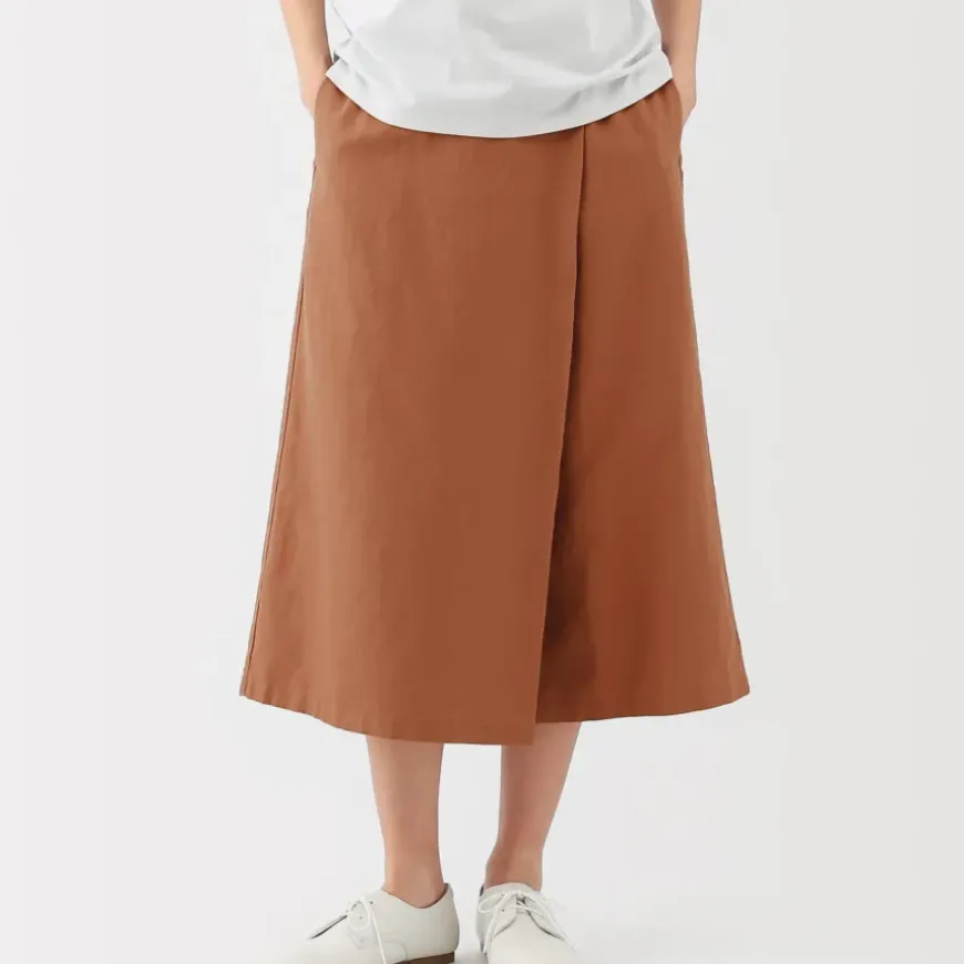 Women's Hemp Blend Twill Wraparound Wide Dress Trousers