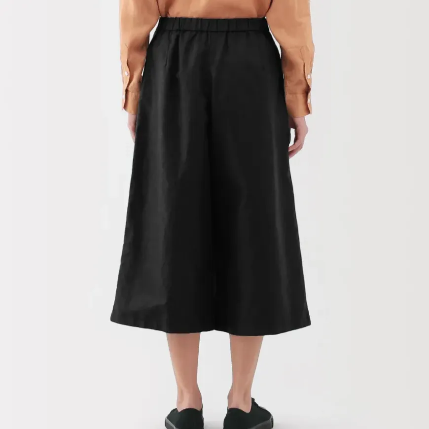 Women's Hemp Blend Twill Wraparound Wide Dress Trousers