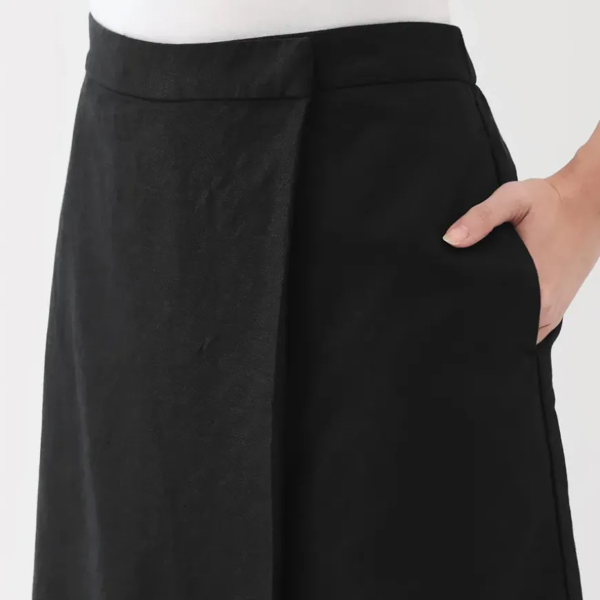 Women's Hemp Blend Twill Wraparound Wide Dress Trousers