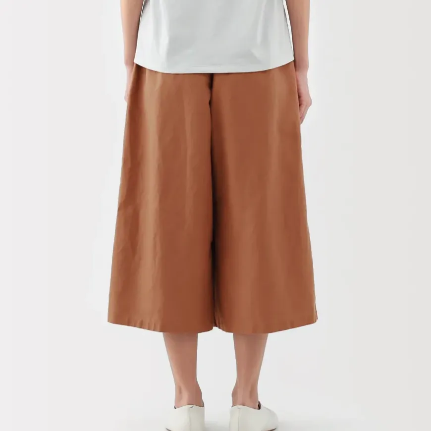 Women's Hemp Blend Twill Wraparound Wide Dress Trousers