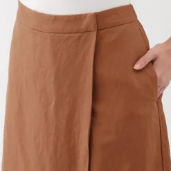 Women's Hemp Blend Twill Wraparound Wide Dress Trousers