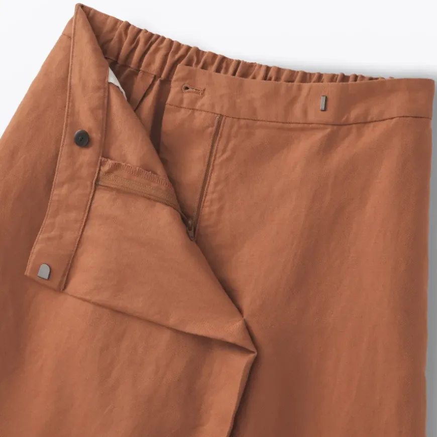 Women's Hemp Blend Twill Wraparound Wide Dress Trousers