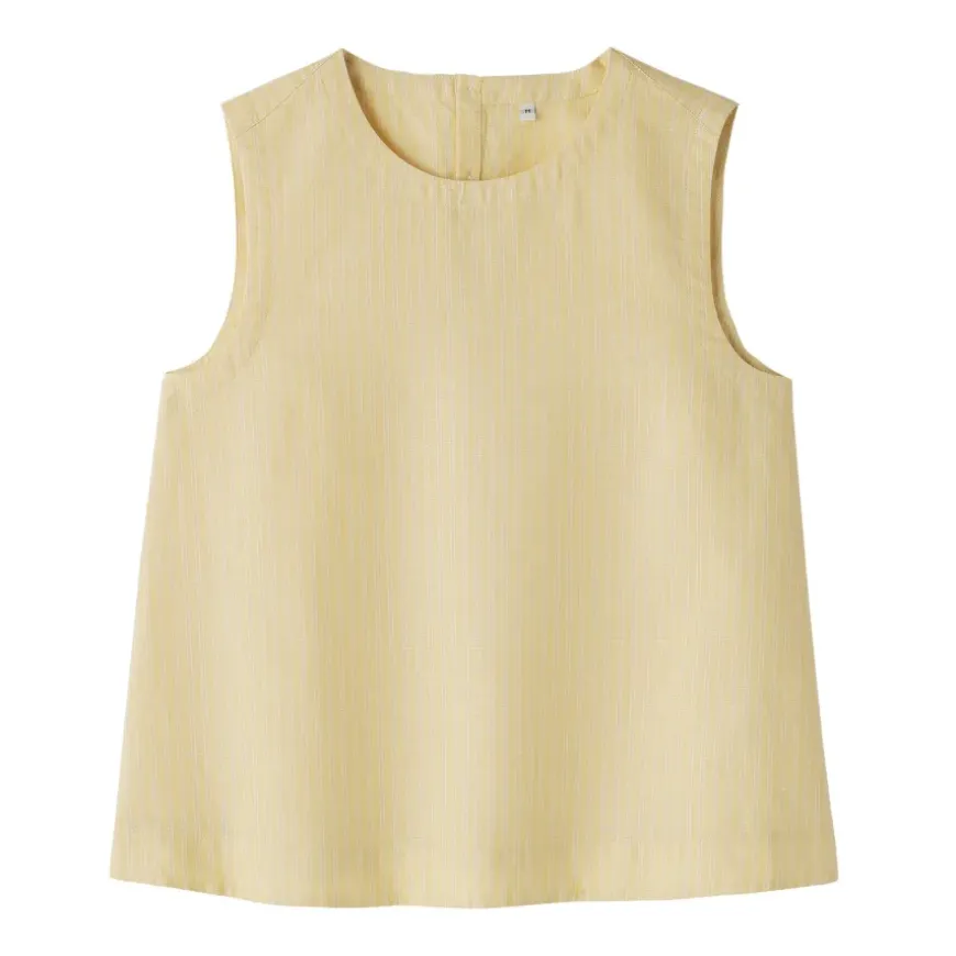 Women's Hemp Cotton Sleeveless Striped Blouse