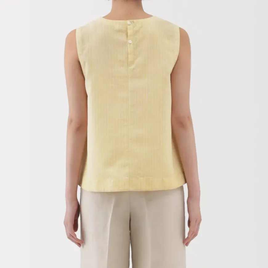 Women's Hemp Cotton Sleeveless Striped Blouse