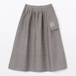 Women's Hemp Cotton Striped Easy Long Skirt