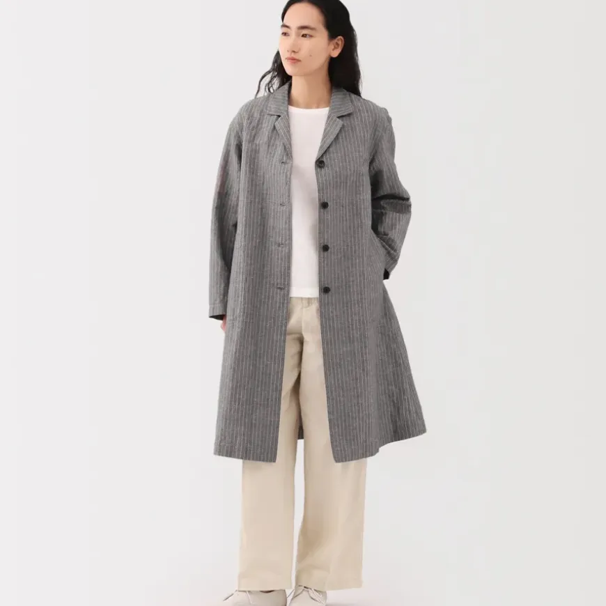 Women's Hemp Cotton Striped Coat