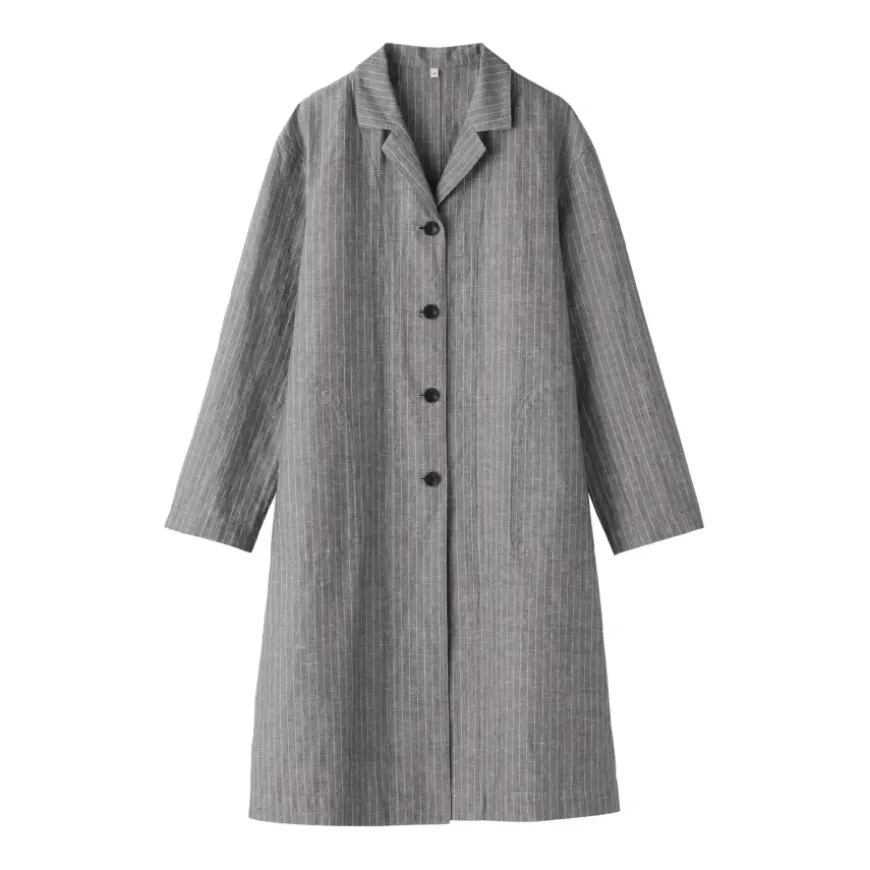 Women's Hemp Cotton Striped Coat