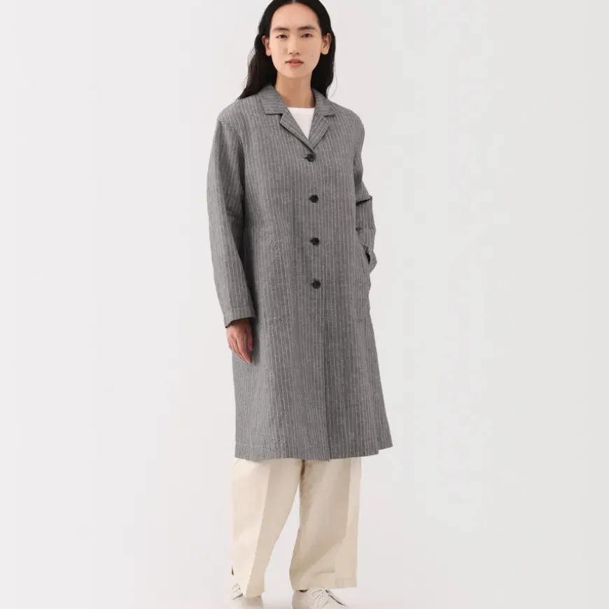 Women's Hemp Cotton Striped Coat
