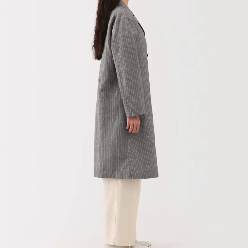 Women's Hemp Cotton Striped Coat
