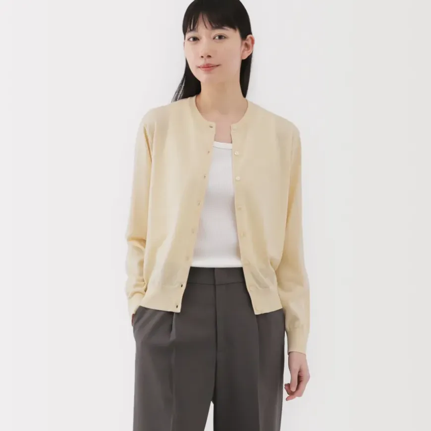 Women's High Twisted Crew Neck Cardigan