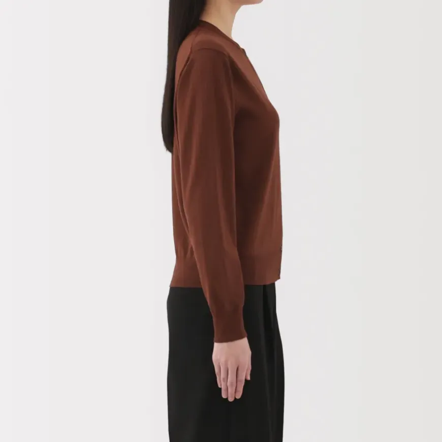 Women's High Twisted Crew Neck Cardigan