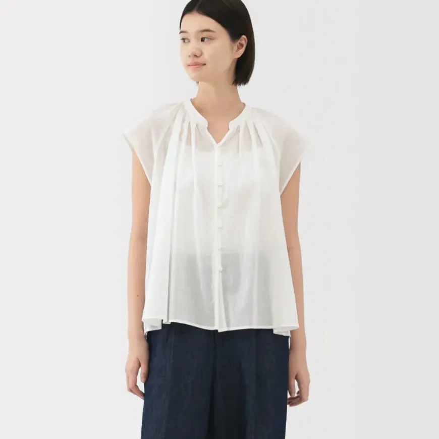 Women's High Twisted Veil French Sleeve Blouse