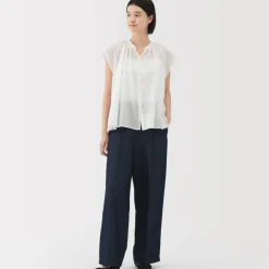 Women's High Twisted Veil French Sleeve Blouse