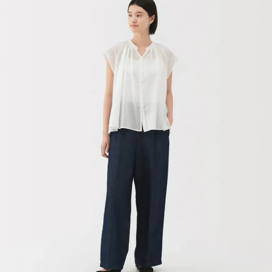 Women's High Twisted Veil French Sleeve Blouse
