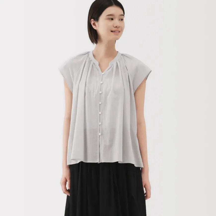 Women's High Twisted Veil French Sleeve Blouse
