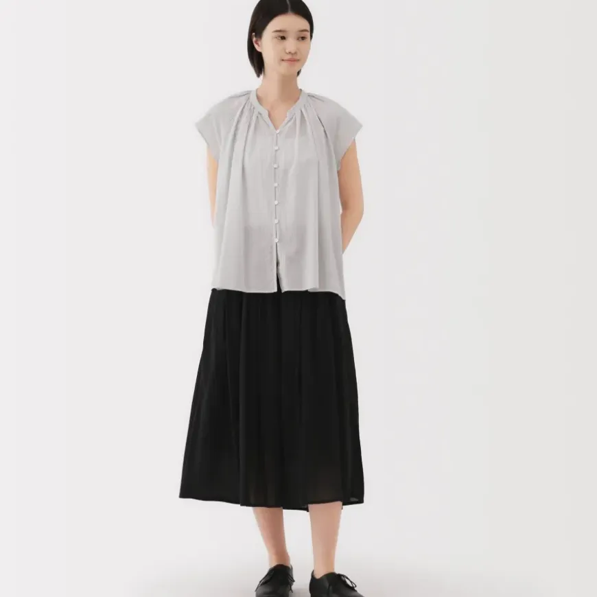 Women's High Twisted Veil French Sleeve Blouse
