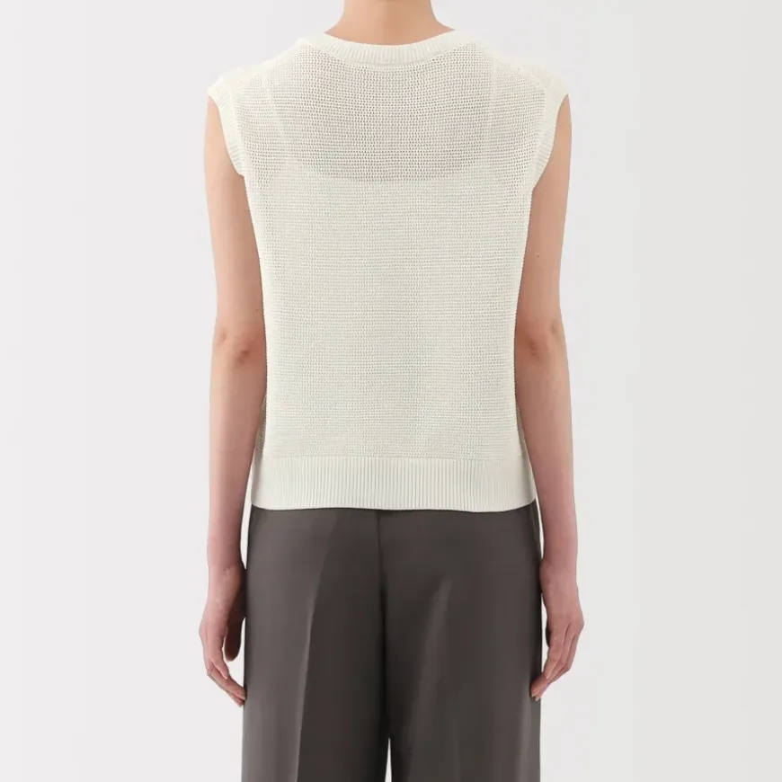 Women's High Twisted Yarn Mesh French Sleeve Sweater