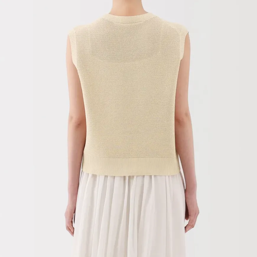 Women's High Twisted Yarn Mesh French Sleeve Sweater