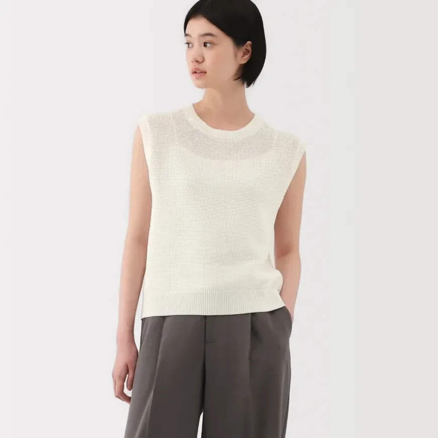 Women's High Twisted Yarn Mesh French Sleeve Sweater