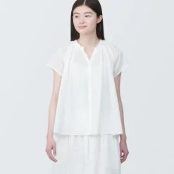 Women's High-Twist Veil French Sleeve Blouse
