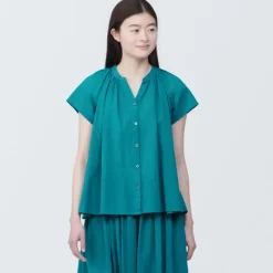 Women's High-Twist Veil French Sleeve Blouse