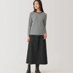 Women's Jersey Crew Neck Long Sleeve Striped T-Shirt