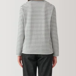 Women's Jersey Crew Neck Long Sleeve Striped T-Shirt