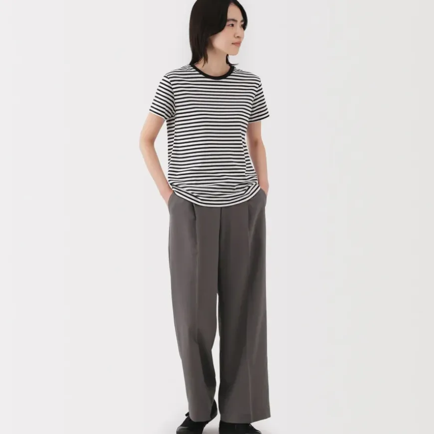 Women's Jersey Crew Neck Short Sleeve Striped T-Shirt