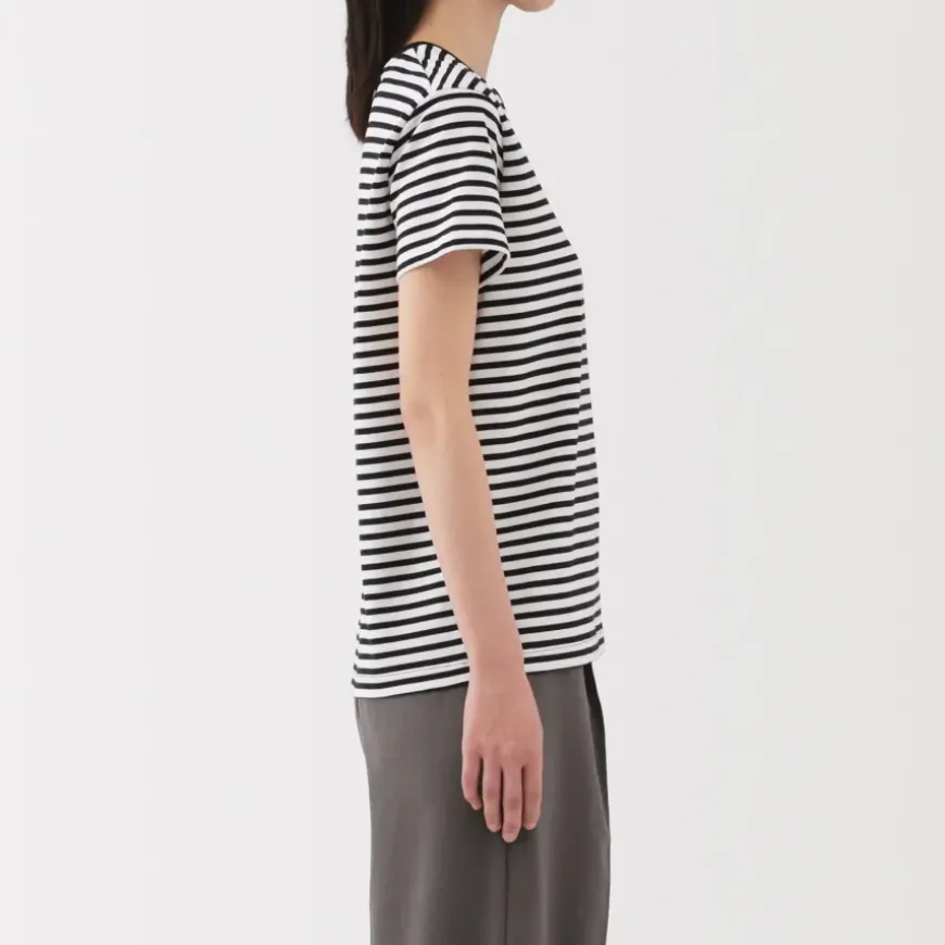 Women's Jersey Crew Neck Short Sleeve Striped T-Shirt