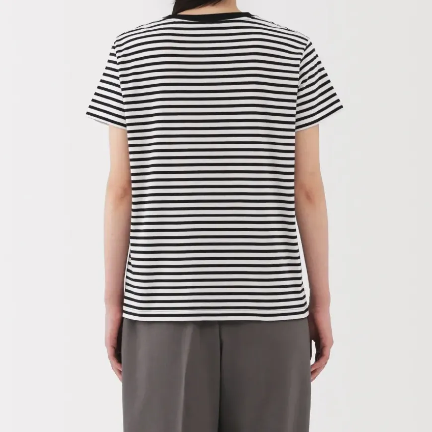 Women's Jersey Crew Neck Short Sleeve Striped T-Shirt