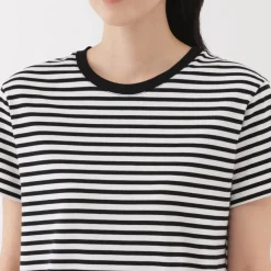 Women's Jersey Crew Neck Short Sleeve Striped T-Shirt