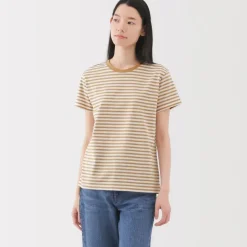Women's Jersey Crew Neck Short Sleeve Striped T-Shirt