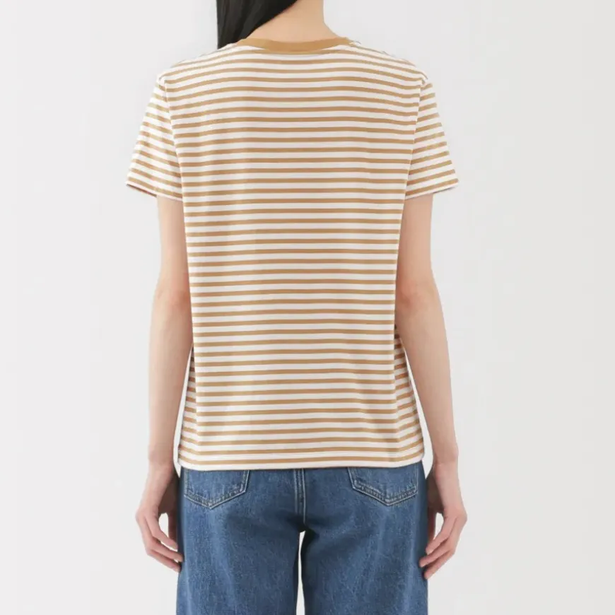 Women's Jersey Crew Neck Short Sleeve Striped T-Shirt